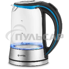 Чайник электрический Vitek VT-7028 1.7л. 2200Вт прозрачный корпус: стекло