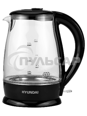 Чайник электрический Hyundai HYK-G2011 1.7л. 2200Вт черный (корпус: стекло)