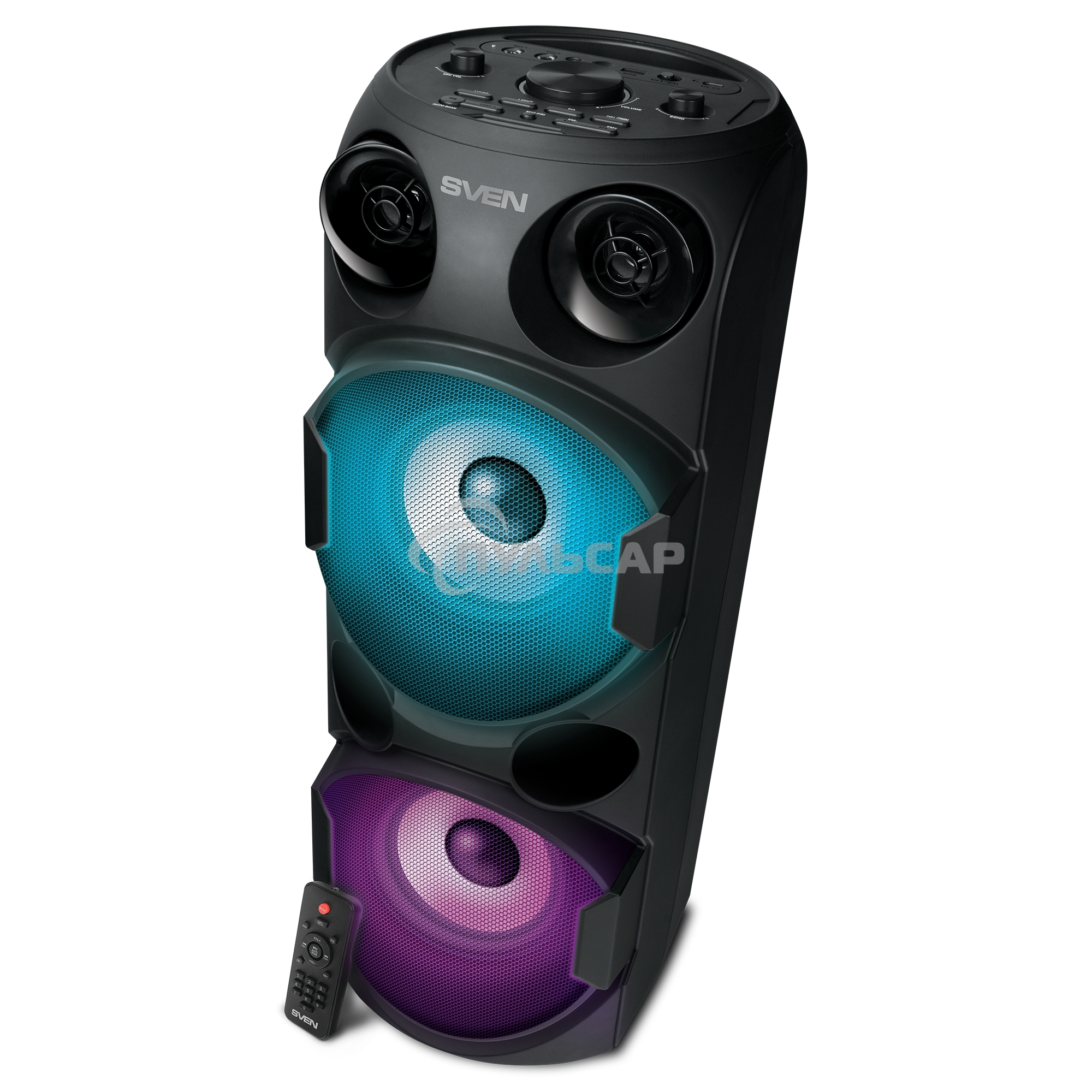 Колонка АС Sven PS-750, черный (80 Вт, TWS, Bluetooth, FM, USB, microSD, LED-дисплей, 2х4400мА*ч)