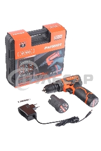 Дрель-шуруповерт Patriot BR 369Li, Аккумуляторная, 12В, 2 АКБ, Кейс