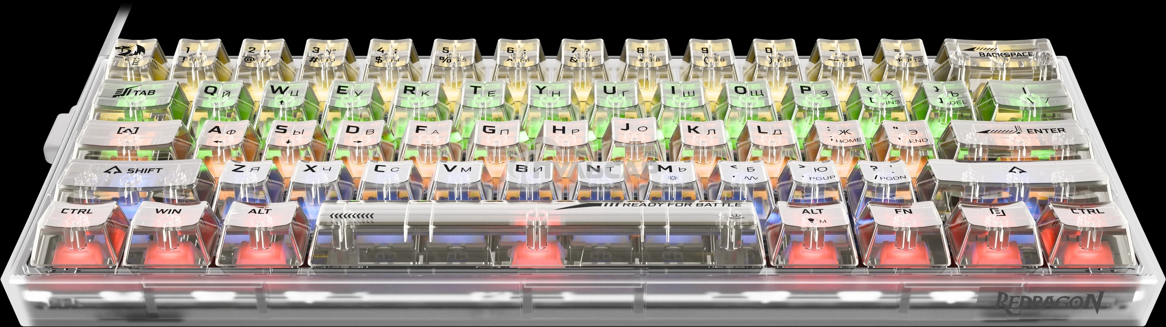 Клавиатура проводная игровая Redragon Fizz прозрачно-белая (USB,+ICE, 61 кл., RGB подсветка)
