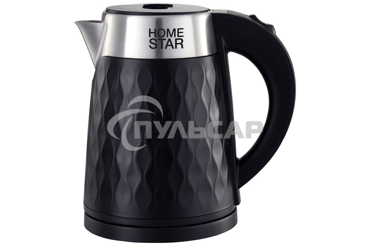 Чайник электрический HOMESTAR HS-1021 1500Вт, 1.7л, нержавейка+пластик, черный, двойной корпус