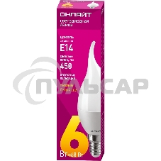 Лампа светодиодная ОНЛАЙТ 71620 OLL-FC37-6-230-2.7K-E14-FR