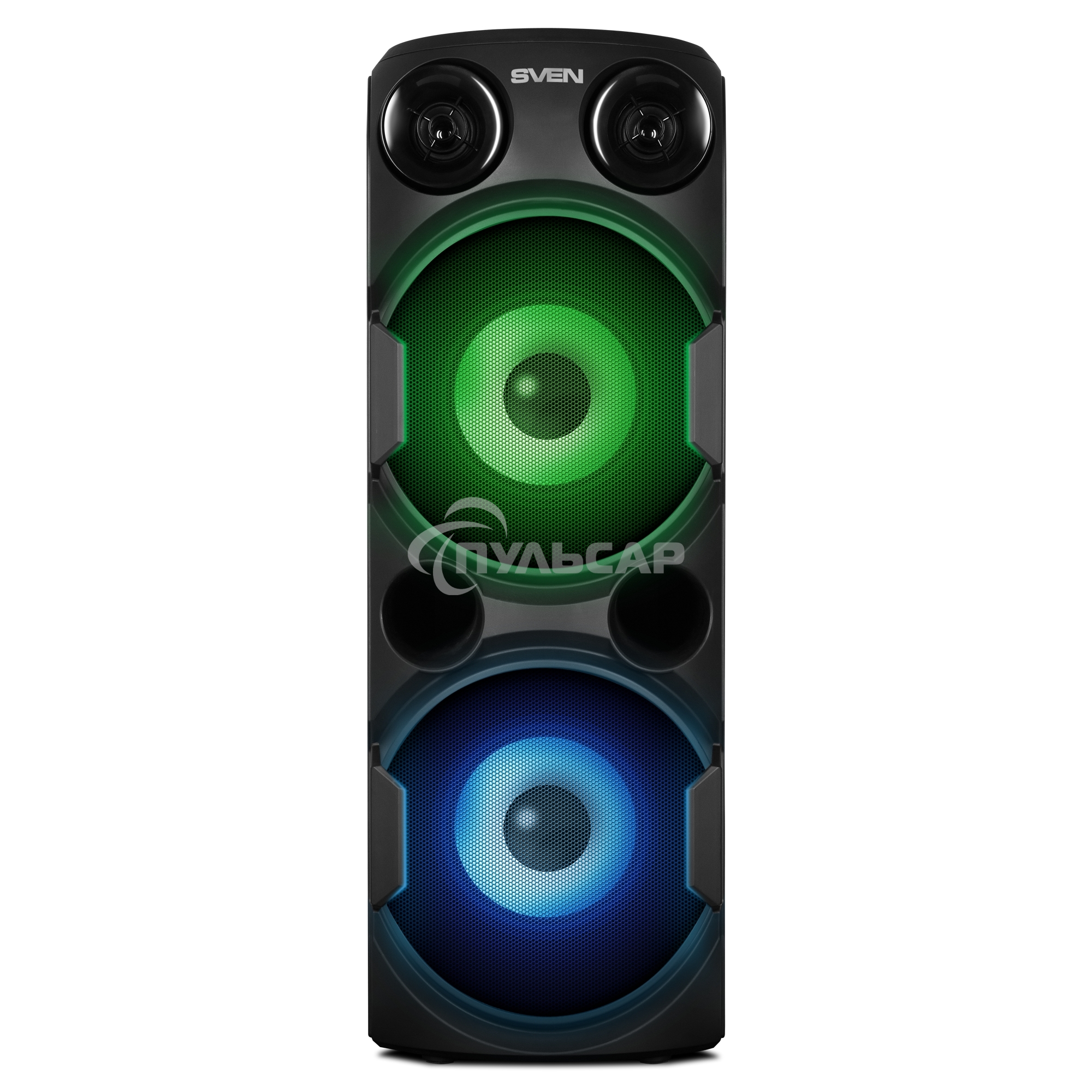 Колонка АС Sven PS-750, черный (80 Вт, TWS, Bluetooth, FM, USB, microSD, LED-дисплей, 2х4400мА*ч)