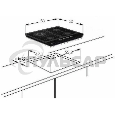 Газовая варочная панель встраиваемая Monsher MKFG 60 G-GFT черный