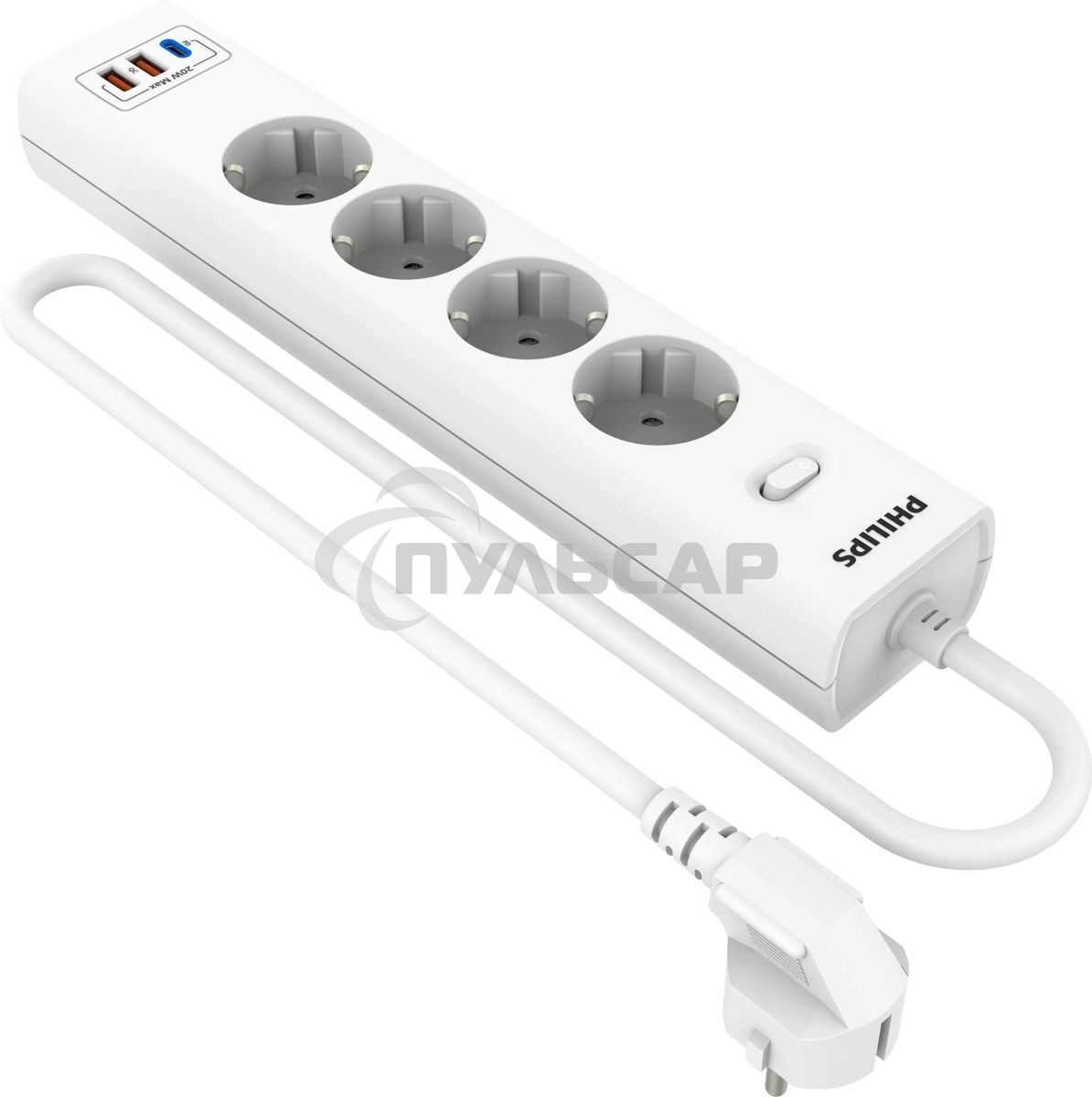 Сетевой фильтр Philips CHP4346WC/51, 5м, 4 розетки, белый