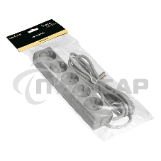 Удлинитель ExeGate ECE-5-3G (EX285823RUS), серый, 3 м, евровилка с заземлением, 5 евророзеток с заземлением, 2200 Вт