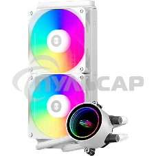 Система охлаждения PCCooler DA240 ARGB WH (270W, 240мм, белый, ARGB/ Fans: 2x120мм, 73.6CFM, -dBA, 1800RPM/ Pump height 55мм, -dBA, 3000RPM, Rad thickness 27мм/ S: 1851, 1700, 1200, 20XX, 115X, AM5, AM4)