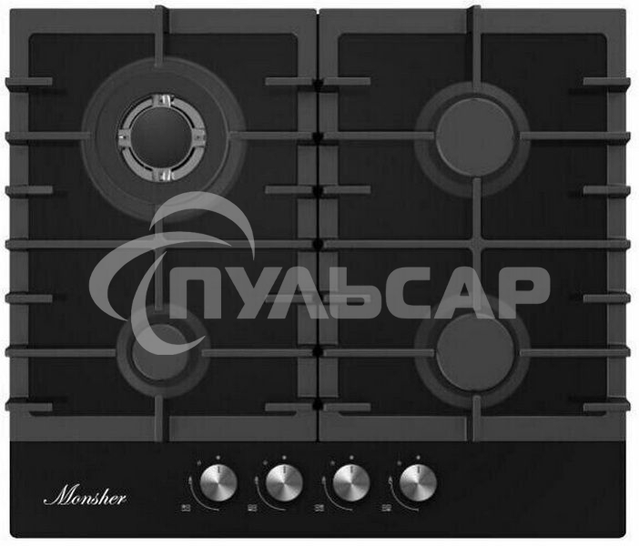 Газовая варочная панель встраиваемая Monsher MKFG 60 G-GFT черный
