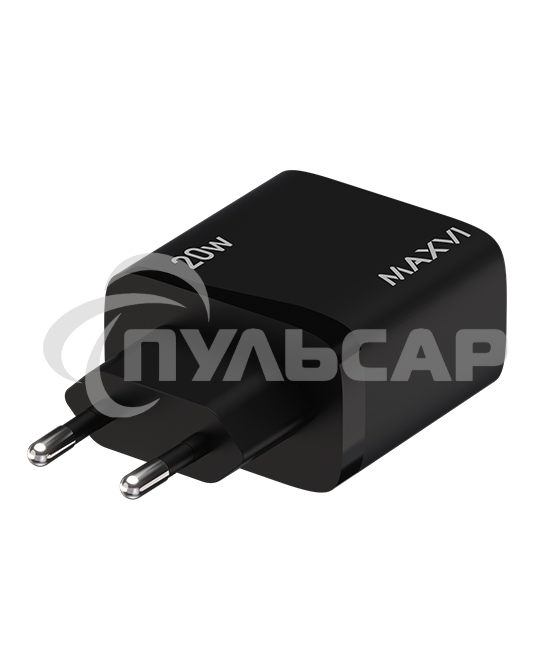 Сетевое зарядное устройство Maxvi SFC-220PD Type-C\USB 20W PD QC3.0 черный (индикатор заряда)