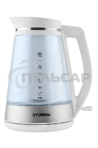 Чайник электрический Hyundai HYK-G3037 1.9л. 3000Вт белый/прозрачный (корпус: стекло)