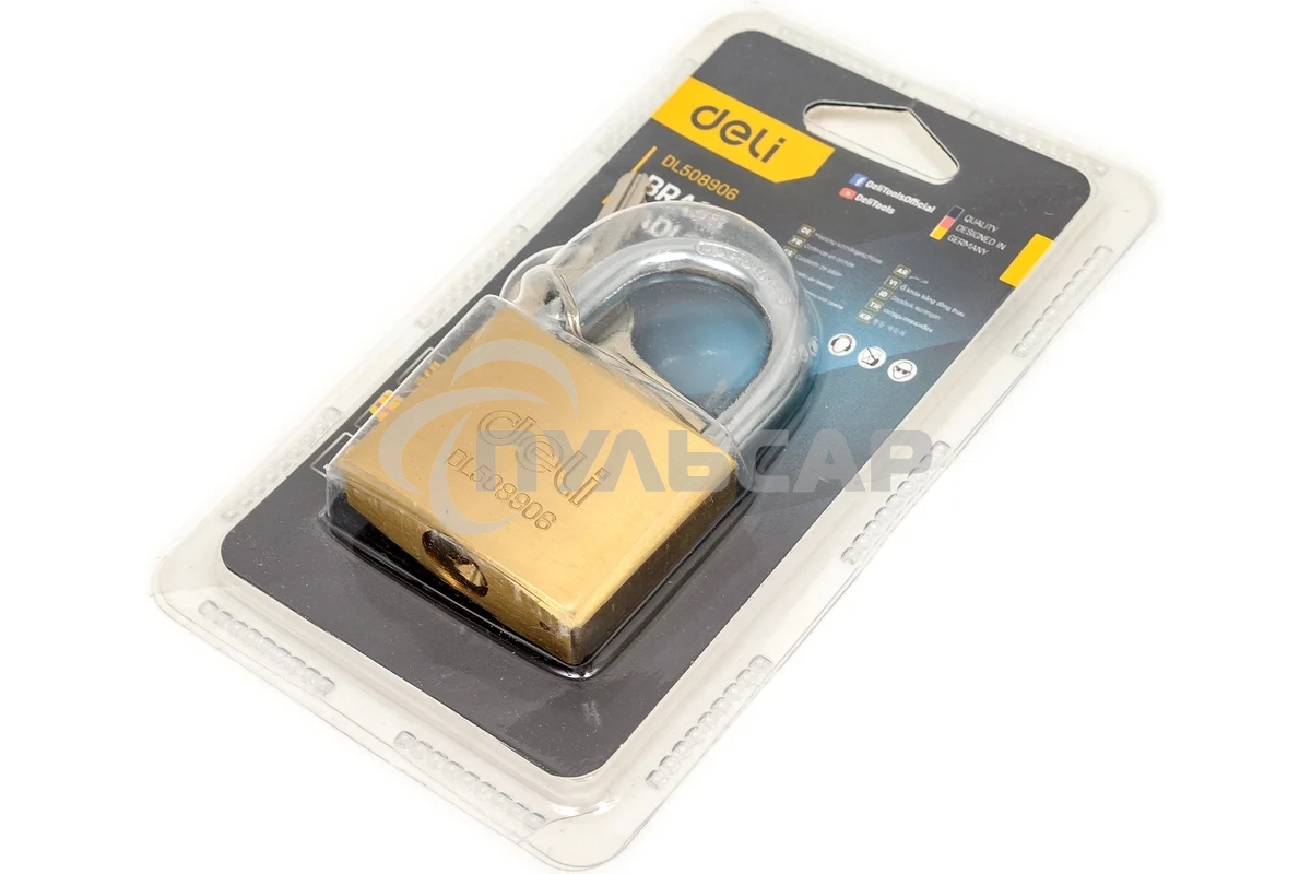 Замок навесной Deli DL508906 латунный, 50мм