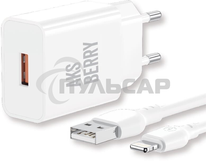 Сетевое зарядное устройство AKSBERRY (6972969383064) T42 QC30 + кабель (белый)