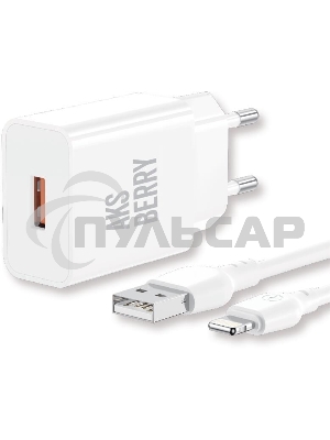 Сетевое зарядное устройство AKSBERRY (6972969383064) T42 QC30 + кабель (белый)