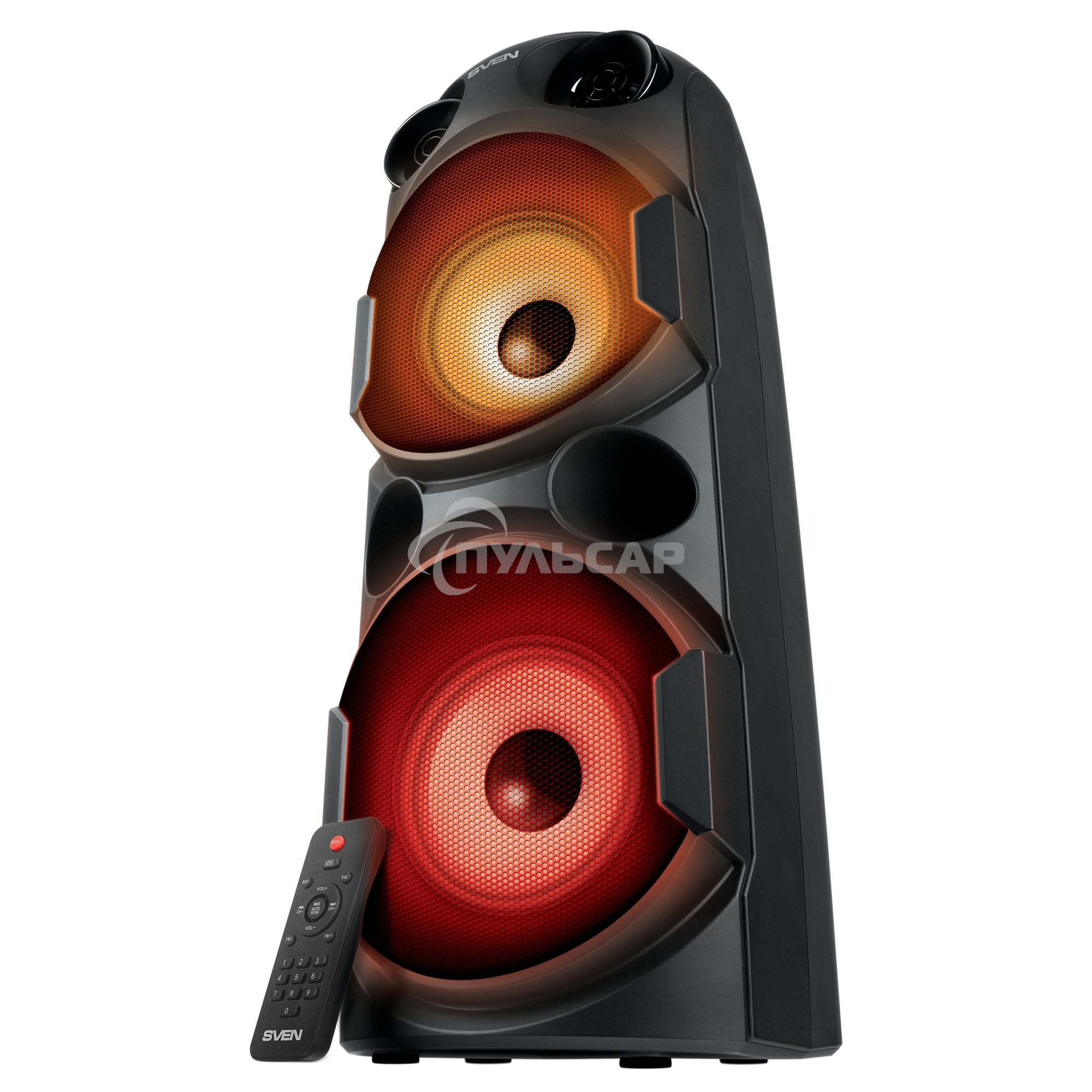 Колонка АС Sven PS-750, черный (80 Вт, TWS, Bluetooth, FM, USB, microSD, LED-дисплей, 2х4400мА*ч)