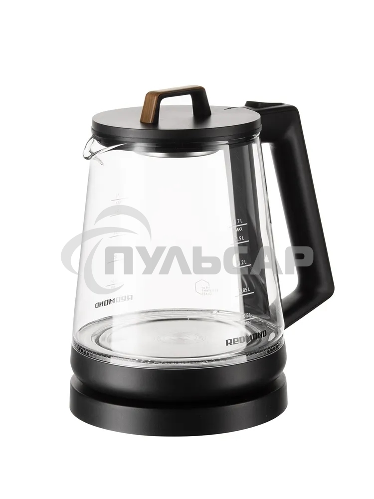 Чайник электрический Redmond KG-226 черный с деревом, 1,7 л, 2200 Вт