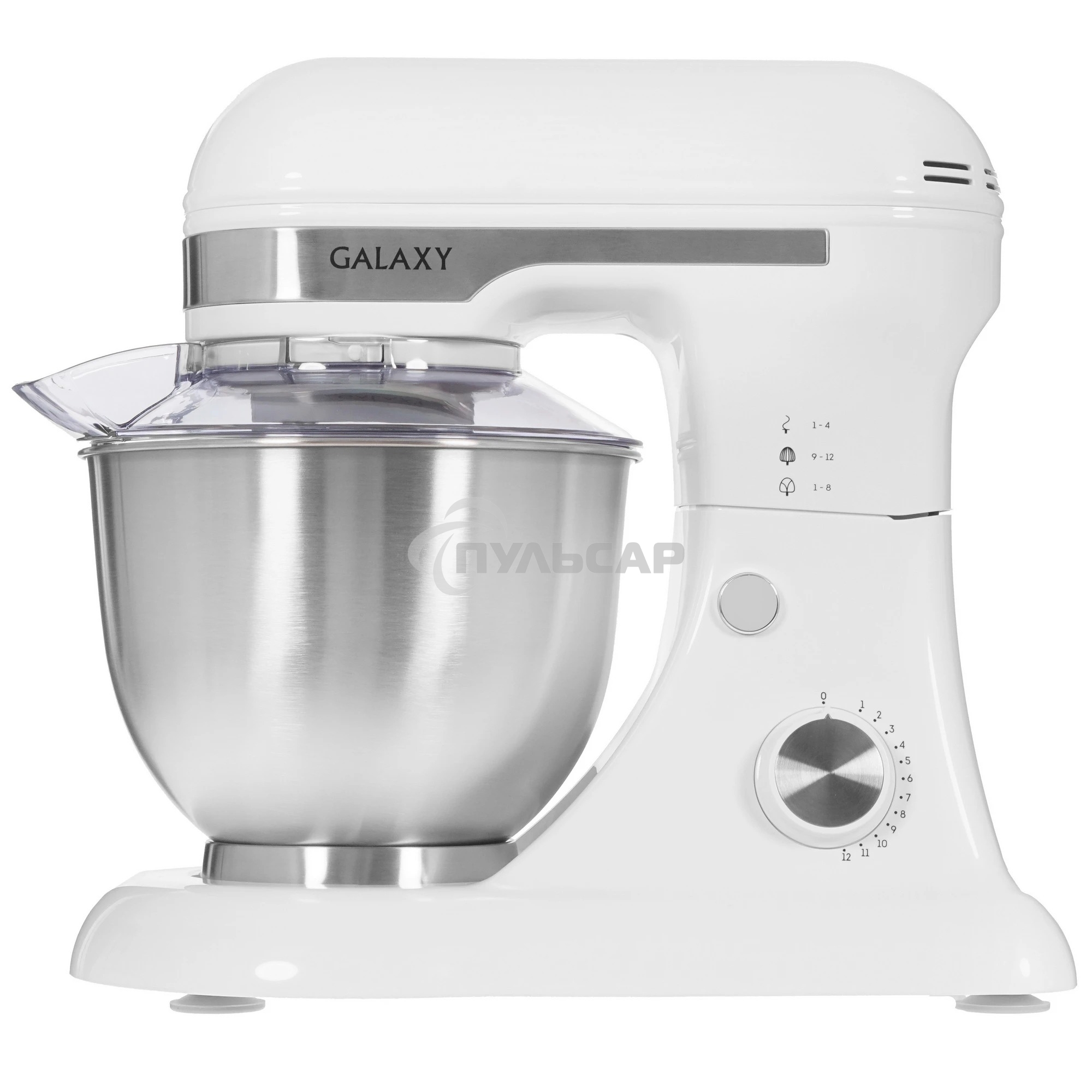 Миксер Galaxy Line GL 2230, белый, планетарный, 700 Вт, 12 скоростей