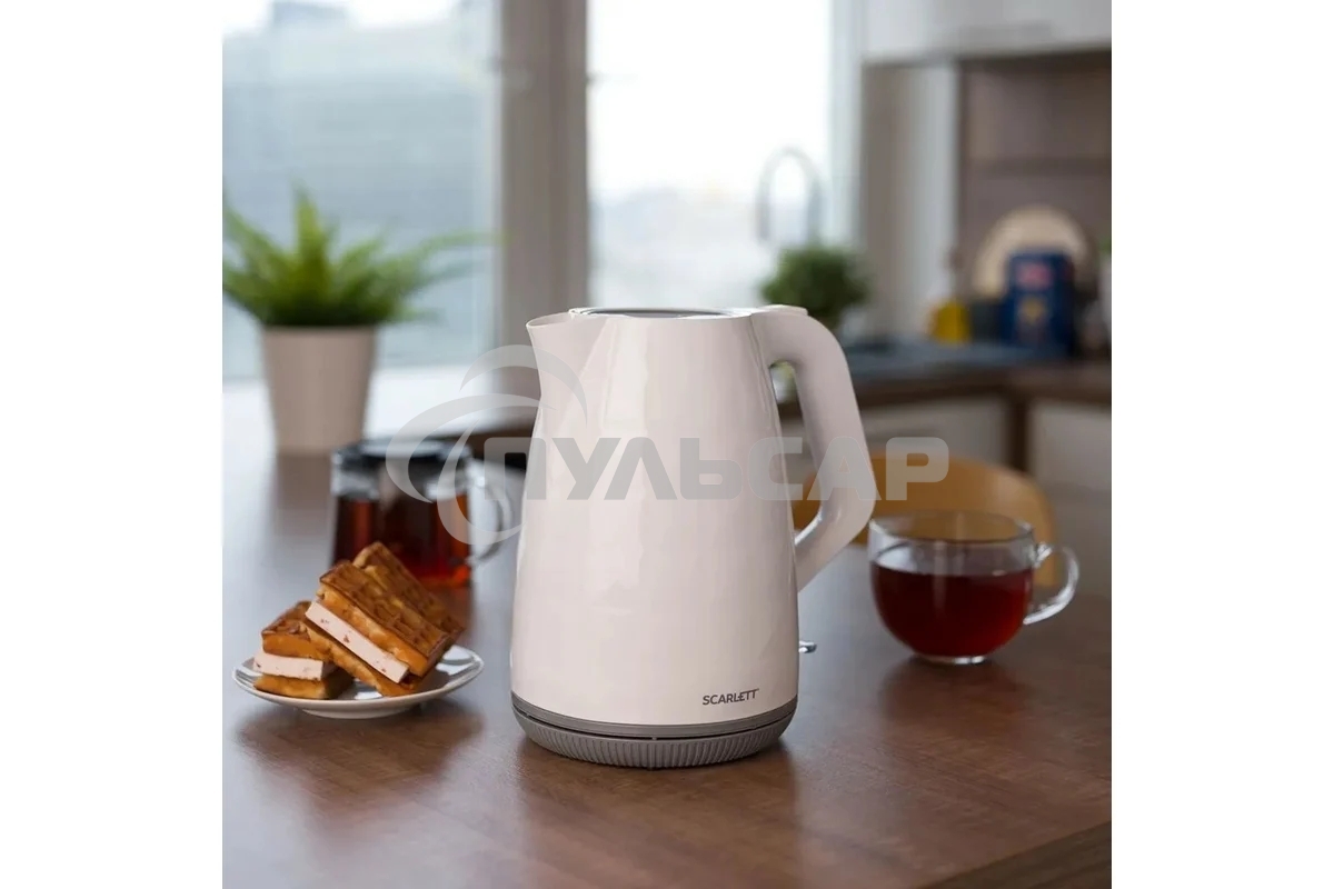 Чайник электрический Scarlett SC-EK18P49 1.7л. 2200Вт белый/серый (корпус: пластик)