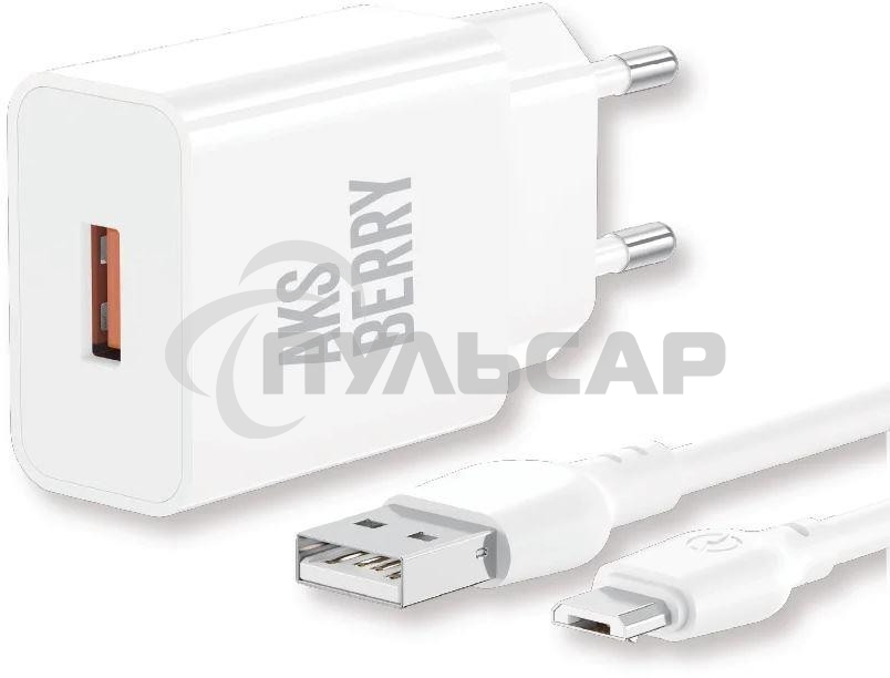Сетевое зарядное устройство AKSBERRY (6972969383071) T42 QC3.0 + кабель MicroUSB, белый