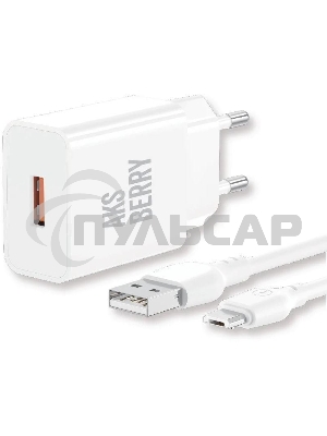 Сетевое зарядное устройство AKSBERRY (6972969383071) T42 QC3.0 + кабель MicroUSB, белый