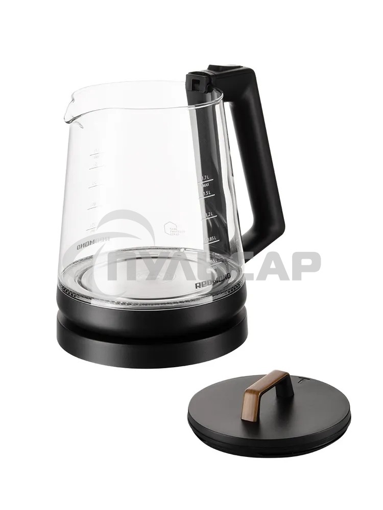 Чайник электрический Redmond KG-226 черный с деревом, 1,7 л, 2200 Вт