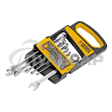 Набор ключей комбинированных трещоточных Denzel 6-17 мм, 6 шт., CrV, матовый хром 14720