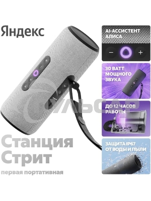 Умная портативная колонка Яндекс Станция Стрит с Алисой, модель YNDX-00030GRY (серый)
