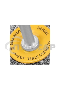 Щетка для дрели Denzel 50 мм, плоская, со шпилькой, нержавеющая витая проволока