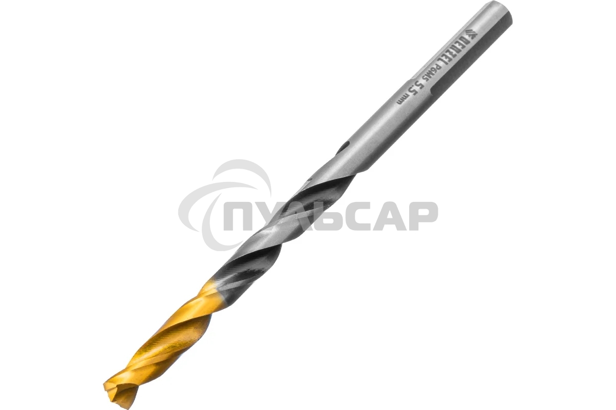Сверло спиральное по металлу Denzel 5,5 x 93мм, Р6М5, Golden Tip, многогранная заточка