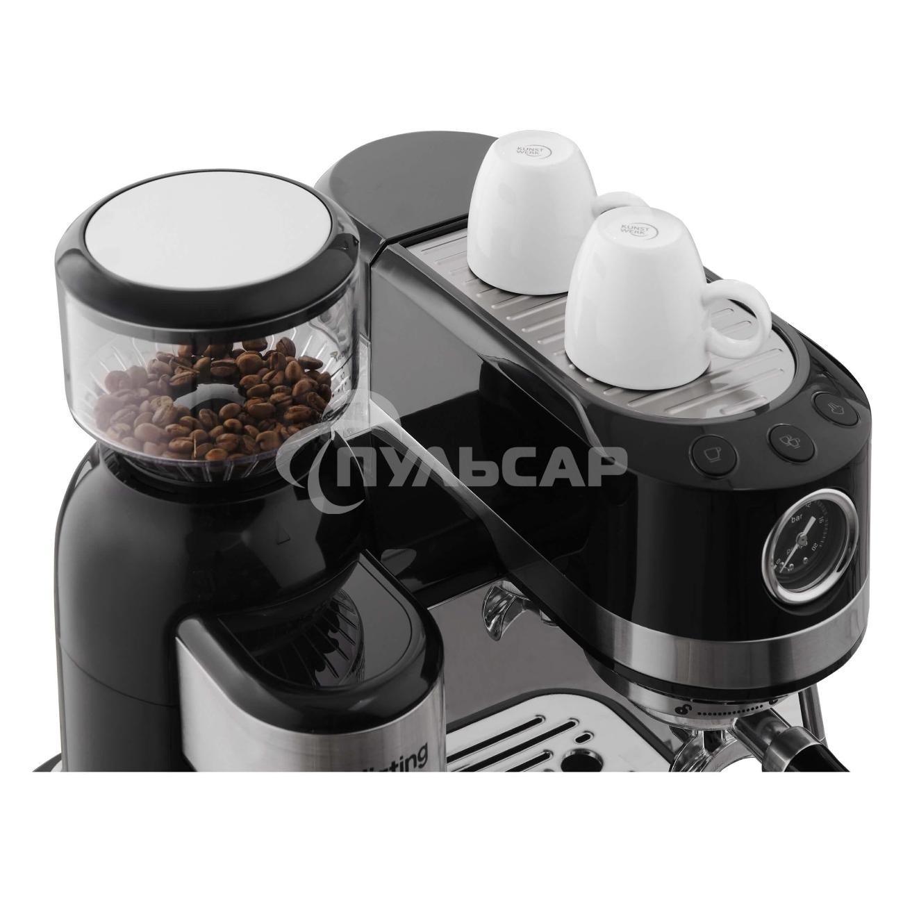 Кофемашина автоматическая Korting KCM 1015 N Ottimo черный/серебристый, исп. кофе - зерновой, 1500 Вт, 19 бар