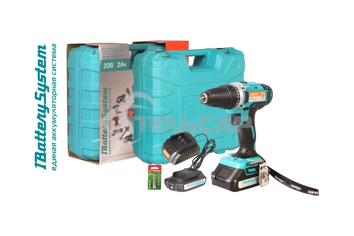 Дрель-шуруповерт Sturm CD3620, Аккумуляторная, 20В, 2 АКБ, Кейс