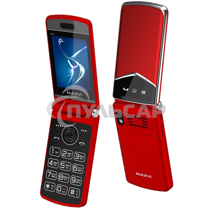 Мобильный телефон Maxvi E11 красный/серебристый
