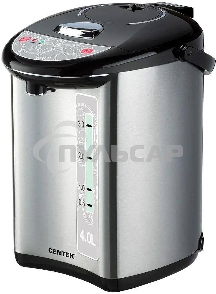 Термопот Centek CT-1082 (сталь) 4.0л, 750Вт, 3 способа подачи воды, двойная защита от перегрева