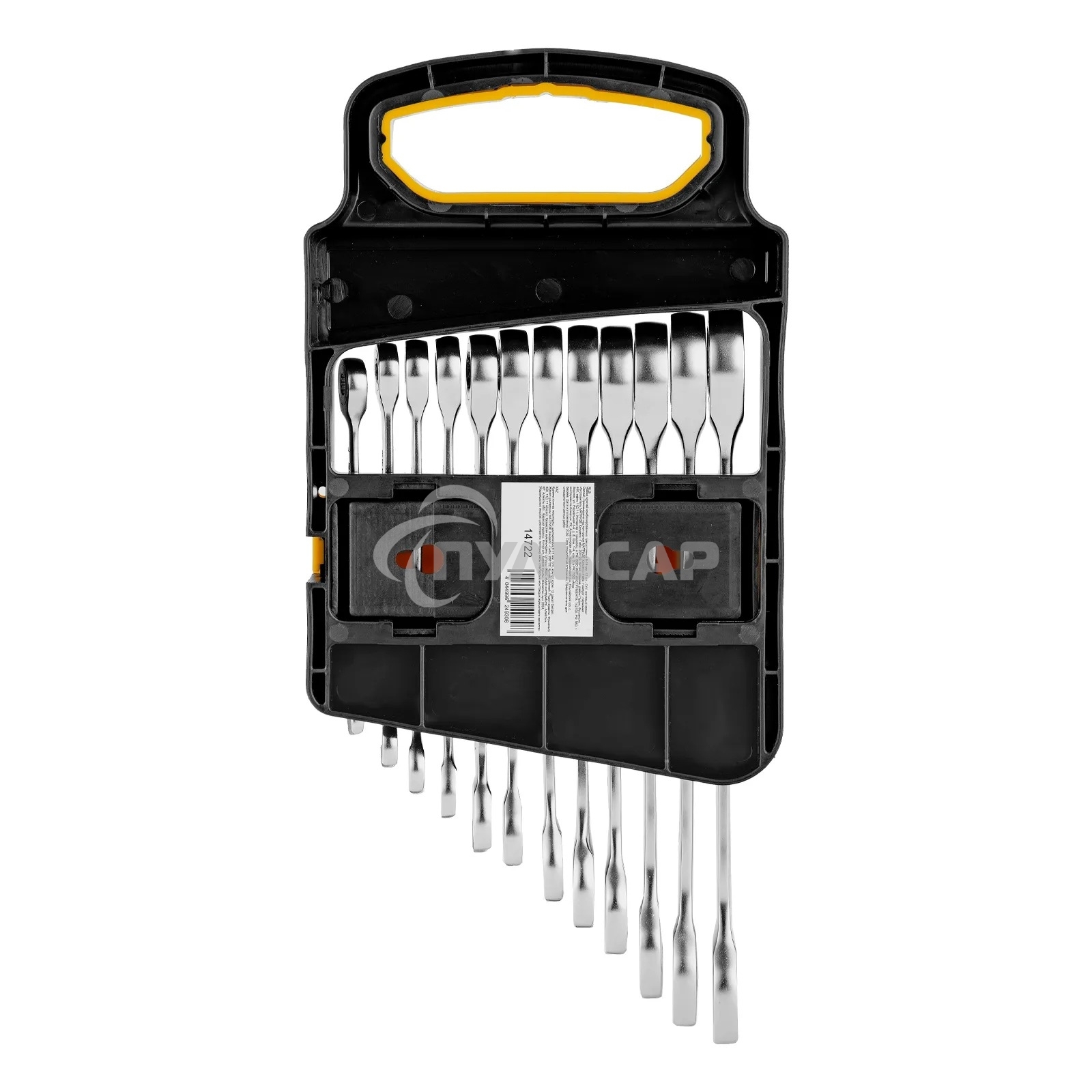 Набор ключей комбинированных трещоточных Denzel 6-19 мм, 12 шт., CrV, матовый хром 14722