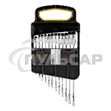 Набор ключей комбинированных трещоточных Denzel 6-19 мм, 12 шт., CrV, матовый хром 14722