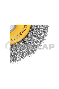 Щетка для дрели Denzel 50 мм, плоская, со шпилькой, нержавеющая витая проволока