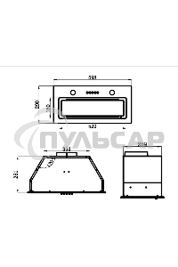 Вытяжка встраиваемая Maunfeld Trapeze 601GG черный, 60 см, 1150 куб. м/ч, 54 дБ