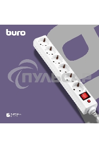 Сетевой фильтр Buro 600SH-16-3-W 3м (6 розеток) белый (коробка)