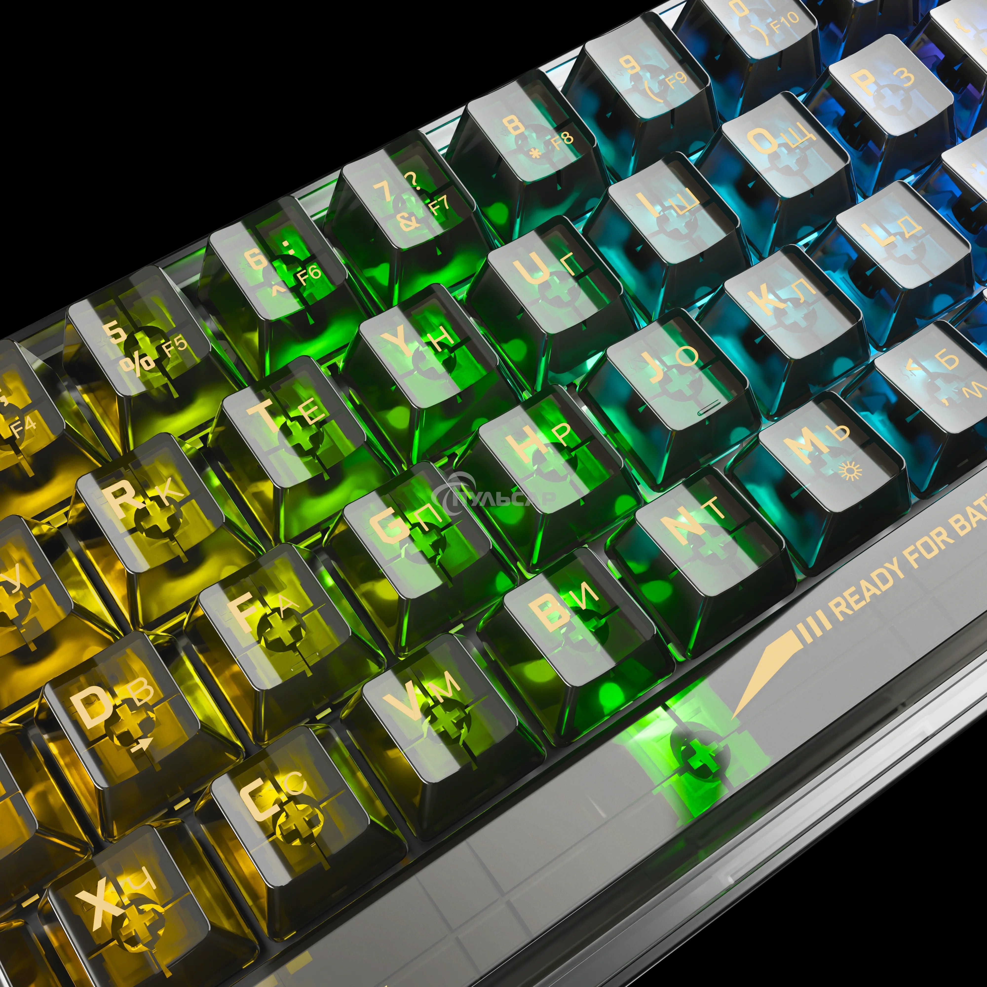 Клавиатура проводная игровая Redragon Fizz прозрачно-черная (USB, +ICE, 61 кл., RGB подсветка)