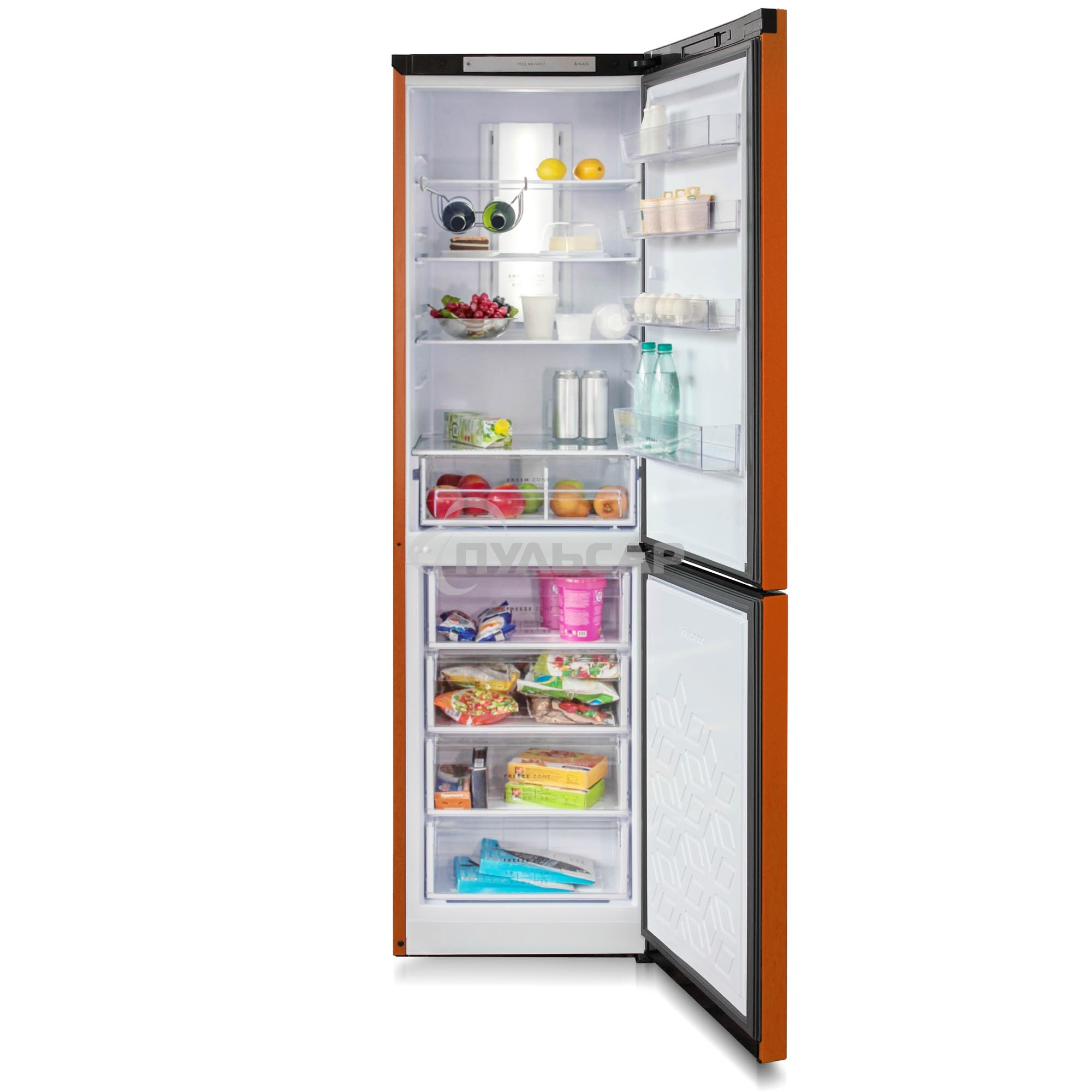 Холодильник Бирюса Б-T980NF оранжевый двухкамерный 240/130 л морозильник снизу, No Frost