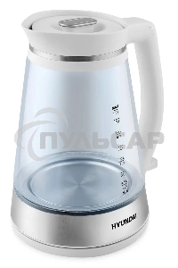 Чайник электрический Hyundai HYK-G3037 1.9л. 3000Вт белый/прозрачный (корпус: стекло)