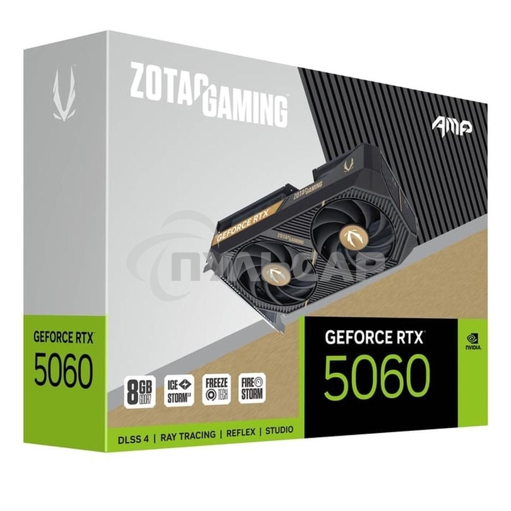 Видеокарта Zotac RTX5060 AMP 8Gb GDDR7 128bit 3xDP HDMI 2FAN MEDIUM PACK