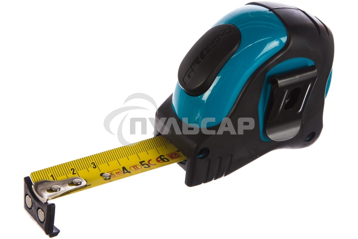Рулетка GROSS 31113 ''schlagfest'' 5м x 25мм магн. обрез зацеп двухст. шкала нейлон покр. автомати