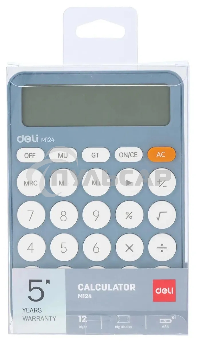 Калькулятор настольный Deli EM124BLUE синий 12-разр.