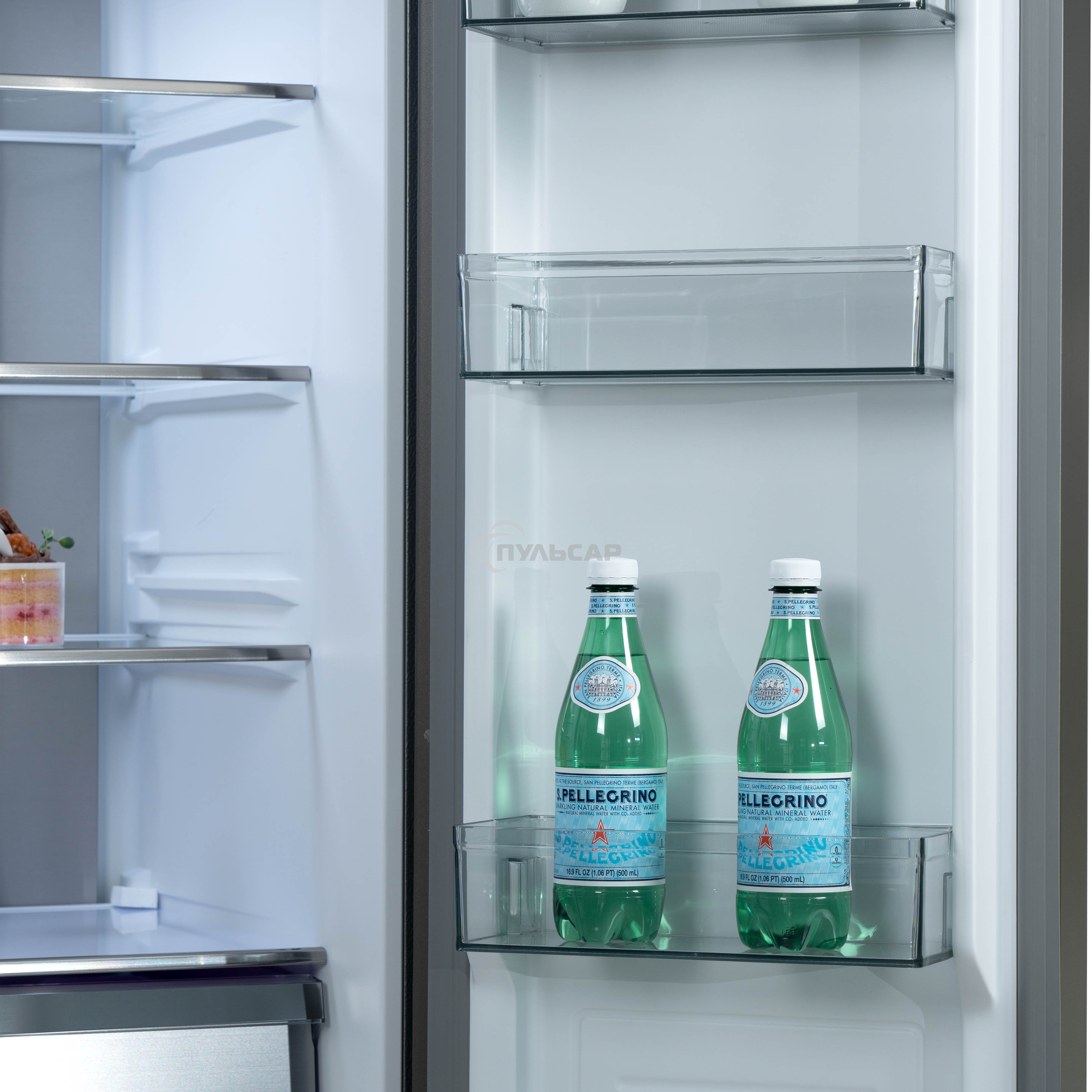 Холодильник Бирюса CD 496 TGG текстурированное бежевое стекло трехкамерный 334/162л морозилка снизу, No Frost, Side by Side