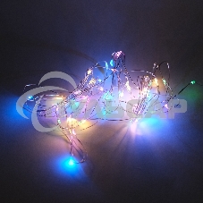 Гирлянда светод. Funray Нить, SE-STRING-550M, 5м, 50 LED, мульти (4цв.), 3*АА, серебр. шнур 0,3м