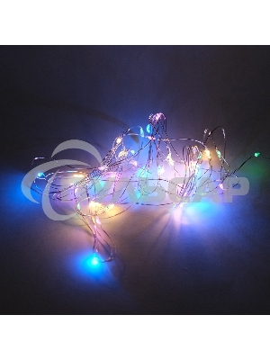Гирлянда светод. Funray Нить, SE-STRING-550M, 5м, 50 LED, мульти (4цв.), 3*АА, серебр. шнур 0,3м