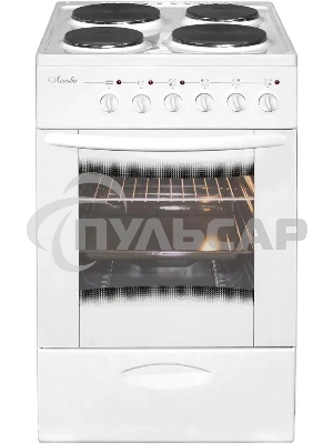 Плита электрическая Лысьва ЭП 411 МС белый, конфорок 4 шт, духовка 57 л, 50 см x 84 см x 60 см (без крышки)