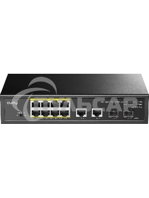 Коммутатор Cudy GS1010PS2, (L2) 10x1Gbит/с 2xКомбо(1000BASE-T/SFP) 2SFP 8PoE 120W, неуправляемый