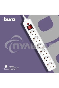 Сетевой фильтр Buro 600SH-16-3-W 3м (6 розеток) белый (коробка)